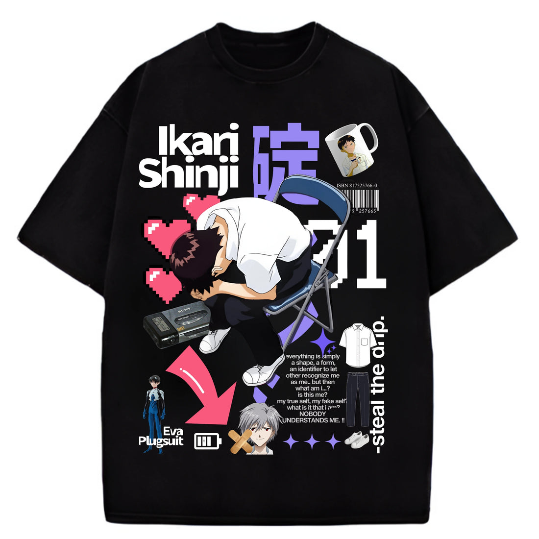 Shinji Ikari " Neon Genesis Evangelion" - Oversized T-Shirt